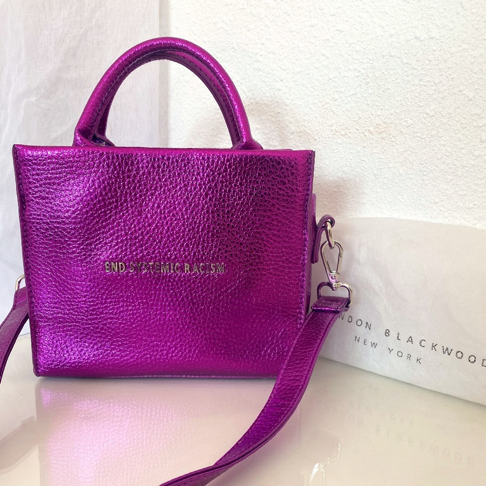 BRANDON BLACKWOOD - RARE PURPLE METALLIC BAG - PRE-OWNED - SILVER HARDWA…